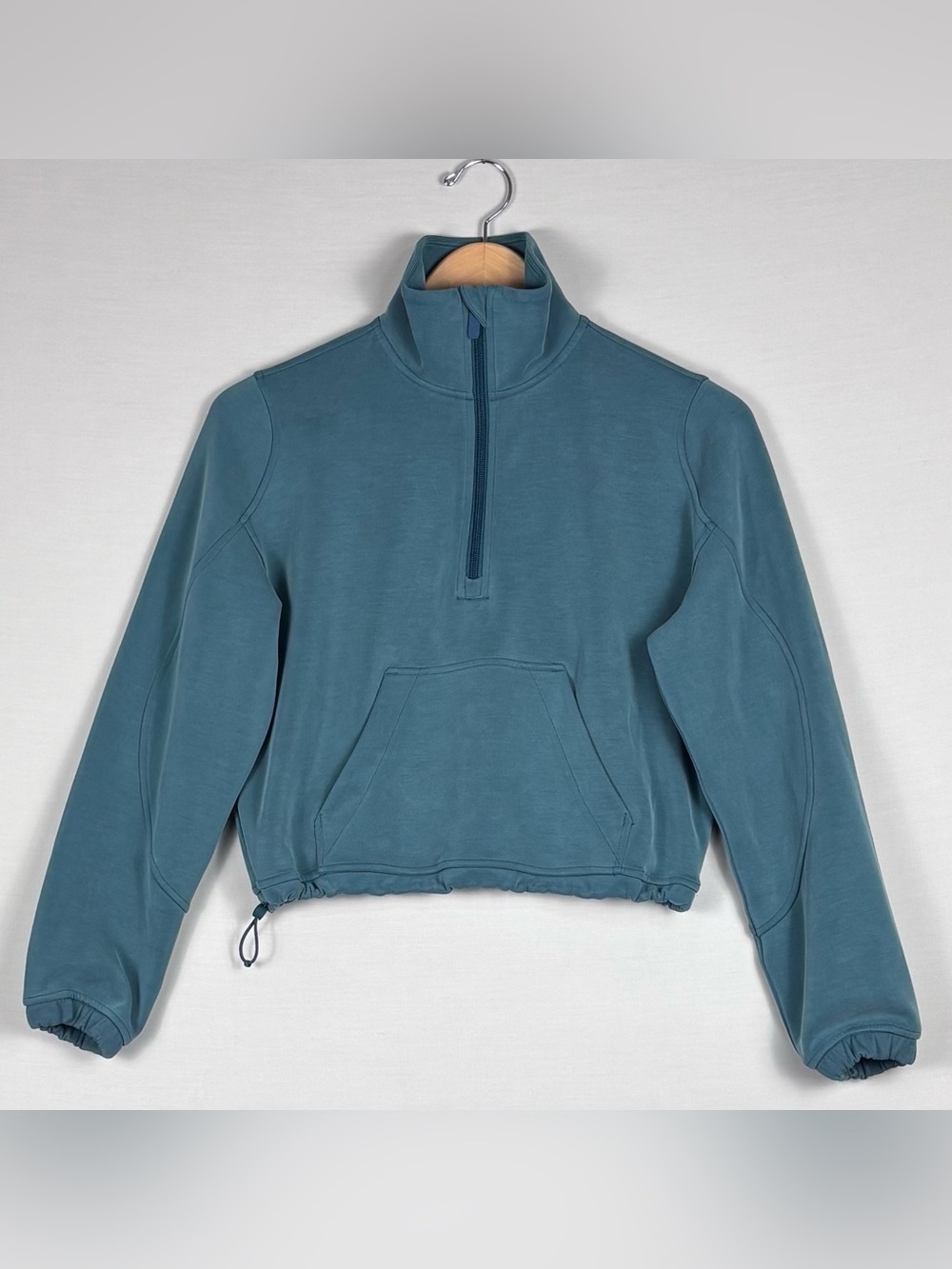 Lululemon Scuba Oversized Funnel Neck Half Zip Crop Pullover Size 2 Blue